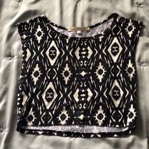 Black and cream patterned crop top
